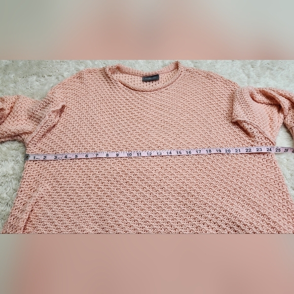 Wooden Ships Loose Knit Oversized Slouchy Cotton Blend Sweater Sz Med/LG Peach - Picture 6 of 9